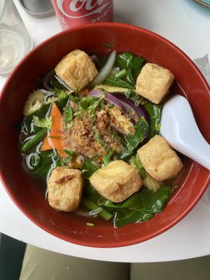 Vegan pho with tofu   at The Mekong Cat in Stockport