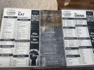 Menu  at La Taquería in Tulum