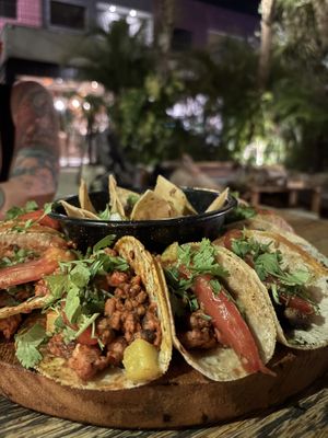 Mixed vegan taco platter   at La Taquería in Tulum