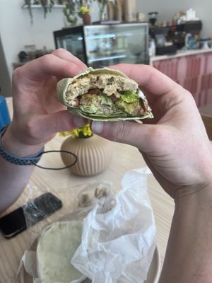 Chicken wrap that my friend got. It came to us wrapped in plastic (even though we were dining in). It was not very tasty. Would be better fresh and toasted    at The Golden Cup in Brighton