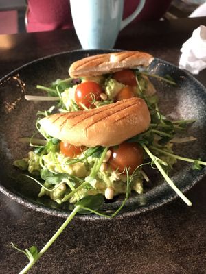 Vegan bagel with avocado  at Cafe Fix in Stockholm