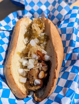 Field roast sausage at Munchen Haus in Leavenworth