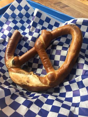 Bavarian pretzel - dry, but delish with mustard! at Munchen Haus in Leavenworth