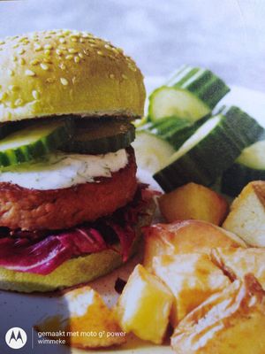 Botanic Bites burger at De Vegan Box in Amsterdam