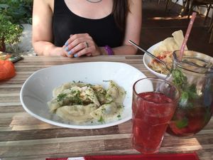 Pelmeni and strawberry mint juice!  superb! at Cafe SOK in Moscow