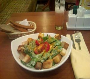 Caesar salad with tofu at Cafe SOK in Moscow