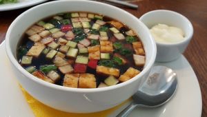 Okroshka (cold soup) - Окрошка на квасе веганская at Cafe SOK in Moscow