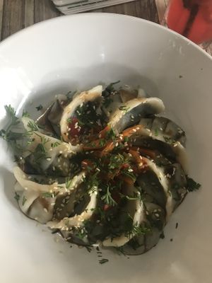 Dumplings with spinach and tofu  at Cafe SOK in Moscow