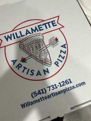 Pizza box  at Willamette Artisan Pizza in Eugene