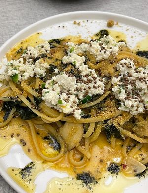 Denjang (fermented soy bean paste), Seaweed, Kelp pasta. Rich and harmonized flavoring  at JumJumJumJumJumJum - 점점점점점점 in Seoul