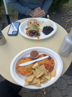 Vegan birria mulita and a taco trio  at Tacowala in Somerville