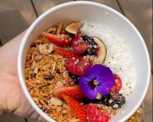 Coconut yogurt with probiotics and keto granola  at La Otilia - Polanco in Mexico City
