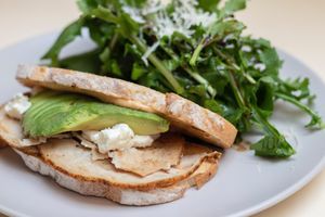 Vegan sourdogh bread, change the protein for vegan cheese, vegan chorizo or grilled tofu. at La Otilia - Polanco in Mexico City