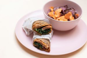 Hummus Wrap, you can choose tofu  at La Otilia - Polanco in Mexico City