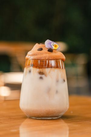 Dalgona coffee. We have almond, coconut, oatmeal and soy milk  at La Otilia - Polanco in Mexico City