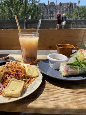 Vegan spring rolls and papaya salad  at Ha Noi 1988 in Paris
