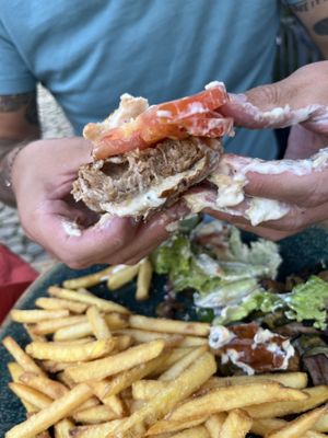 Messy burger  at Blauer Fuchs in Freiburg