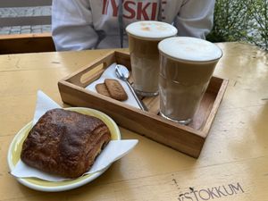coffee latte & chocolate croissant 🥐   at LUDO in Ghent