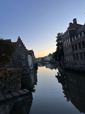 canal right next to the café   at LUDO in Ghent