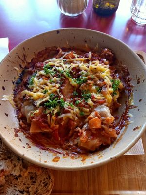 Delicious lasagne at LUDO in Ghent