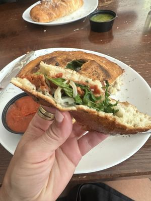 Vegan Calzone (off the menu so ask for it)  at Sauce on the Side - N 8th St in St Louis