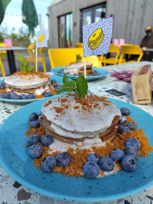 Blueberry pancakes at Pancake in the Park in Utrecht