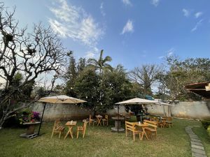 The restaurant area  at La Luna Vegetariana in Guatemala City