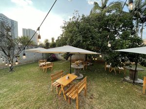 The restaurant area  at La Luna Vegetariana in Guatemala City
