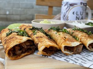 Taquitos de Birria  at La Luna Vegetariana in Guatemala City