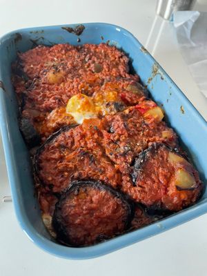 Vegan moussaka at DELI 86 in Knokke-heist