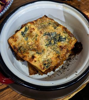 Lasagna at Veggira in Bilbao