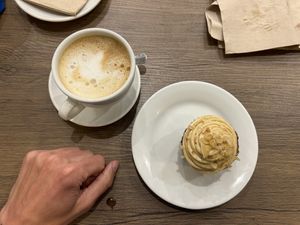 café con leche & magdalena  at Veggira in Bilbao
