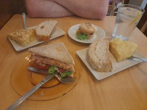 Vegan tortilla and pitxos at Veggira in Bilbao