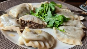 Dumplings filled with lentils and mushrooms at Neptun in Swinoujscie