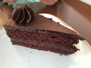 Chocolate cake  at Chia Chill Café in Madrid