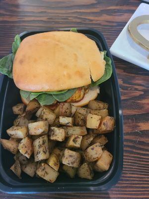 Chick'n sand, tastes more like tofu scramble than chicken at Love n Light in St Louis