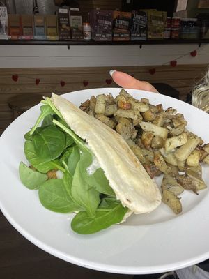 Falafel pita with roasted potatoes   at Love n Light in St Louis