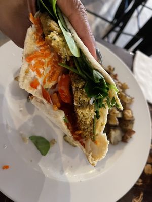 Inside falafel pita   at Love n Light in St Louis