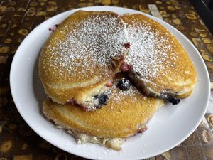 Mixed Berry Pancakes (secret menu item) #Veganuary at Love n Light in St Louis
