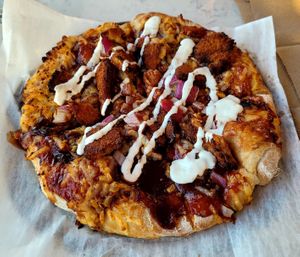 Bbq 'chicken' pizza! at Garden Patch by the Sea in Quincy