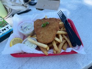 Fish and chips  at Garden Patch by the Sea in Quincy