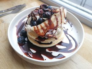 Sweet pancakes (with banana and blueberries) at BIG Sister in Nancy