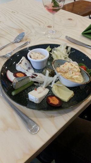 Seven different kinds of vegan cheese at Plantenköök in Bremen