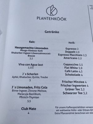 Getränke  at Plantenköök in Bremen
