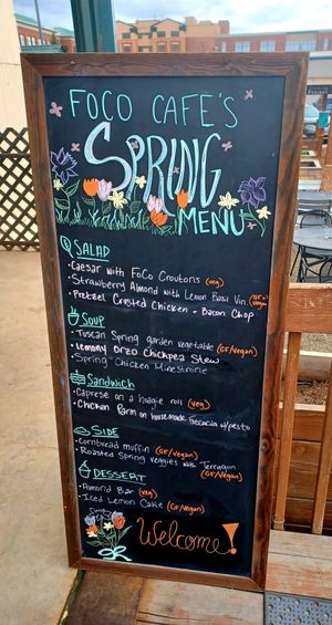 Outside sandwich board at FoCo Cafe - Feeding Our Community Ourselves in Fort Collins