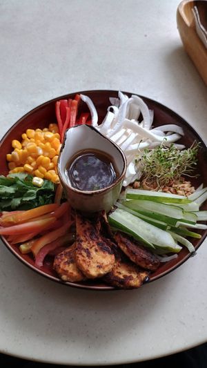 Tempeh bowl... dressing was too oily but otherwise nice at SHAKA - Burgos Circle in Taguig