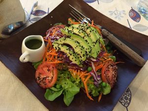 Sliced avocado salad at May Veggie Home in Bangkok