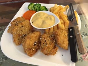 Vegetarian fish at May Veggie Home in Bangkok