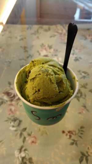 green tea ice cream at May Veggie Home in Bangkok