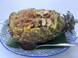 Pineapple fried rice !  at May Veggie Home in Bangkok